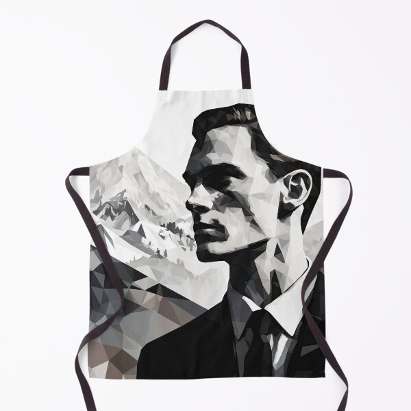 Item preview, Black & White Bauhaus Portrait in Front of the Alps designed and sold by ArtificialGenes.