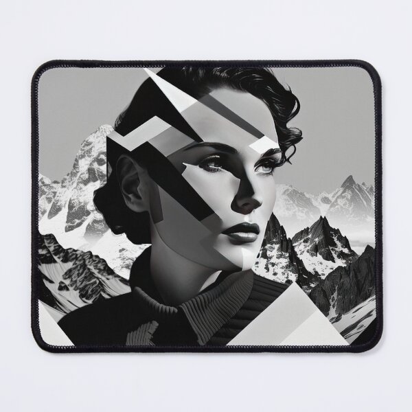 Item preview, Black & White Bauhaus Portrait in Front of the Alps designed and sold by ArtificialGenes.