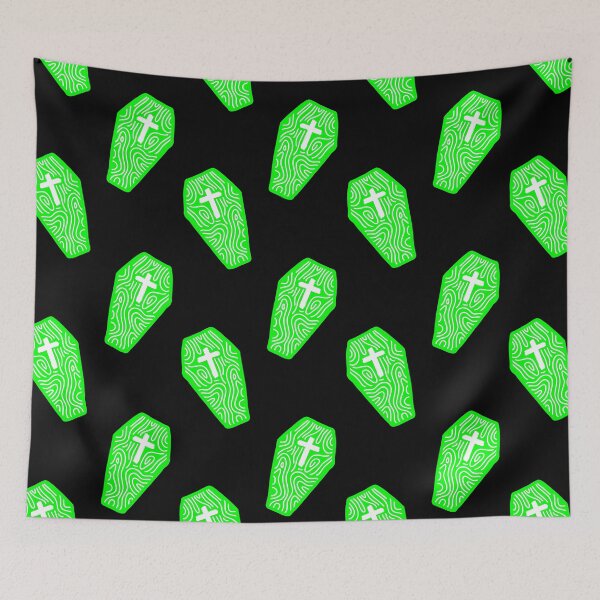 Item preview, halloween coffin cross grave acid green designed and sold by Gossip Rag.