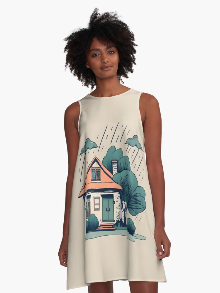 Thumbnail 1 of 4, A-Line Dress, Old Traditional German Bauhaus Drawing designed and sold by Patricks-Art.