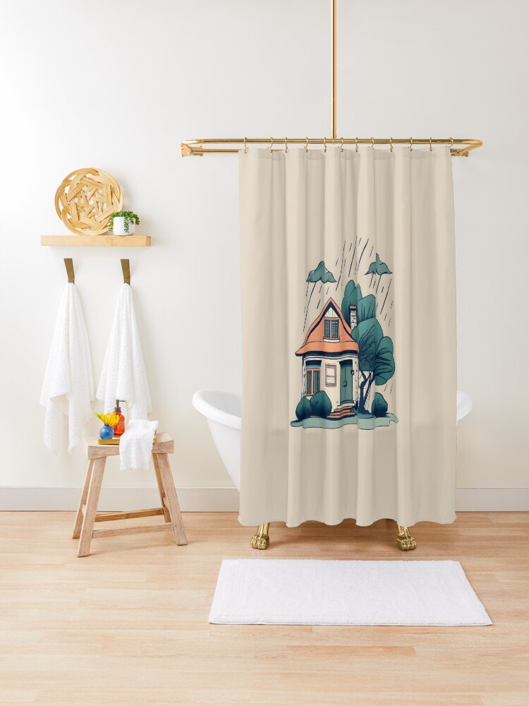 Thumbnail 1 of 5, Shower Curtain, Old Traditional German Bauhaus Drawing designed and sold by Patricks-Art.