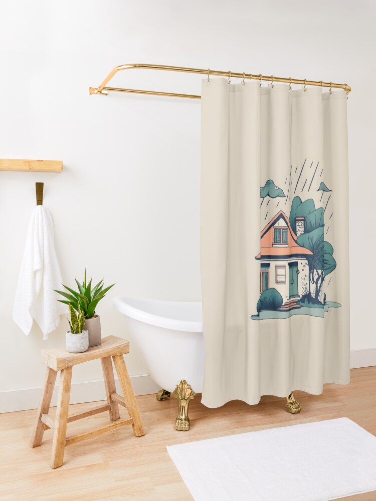 Thumbnail 3 of 5, Shower Curtain, Old Traditional German Bauhaus Drawing designed and sold by Patricks-Art.