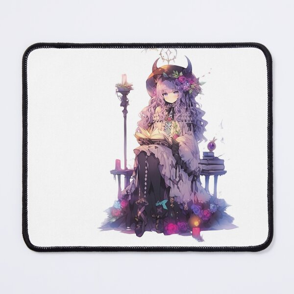 Item preview, A cute hybrid witch at her altar workkng magoc tarot high priestess Magician manga anime wicca designed and sold by Baba Yaga's Cards.