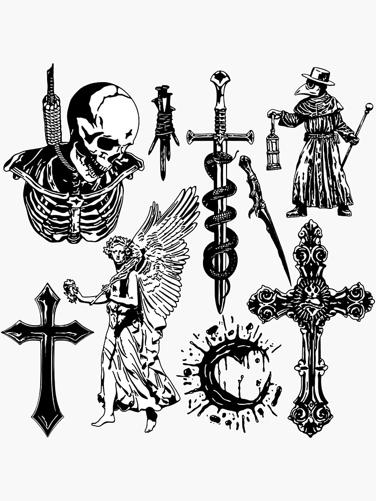 Magic occult tattoo set Royalty Free Vector Image