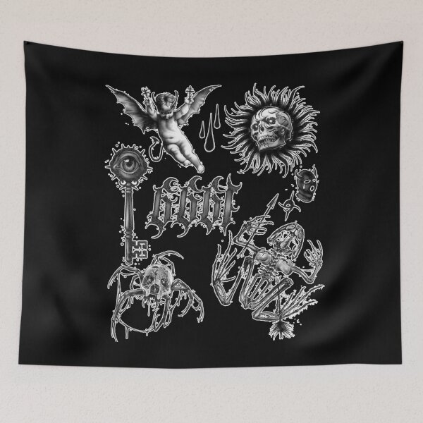 Item preview,  Satanic 666 Occult Gothic Witchy spooky Reaper Death Halloween Drawings Biker Tattoo Artist Traditional American Tattooing Style  designed and sold by Reign Of Darkness.