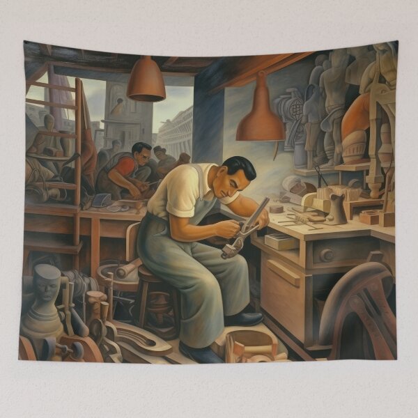 Item preview, Tradesman in His Shop Near Town Square designed and sold by YoPedro.