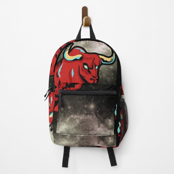 Item preview, Red enraged Bull charging trough cosmic void shining stars- a symbol of determination and courage in an unknown galaxy, zodiac symbolic designed and sold by NERO gOVEDI.