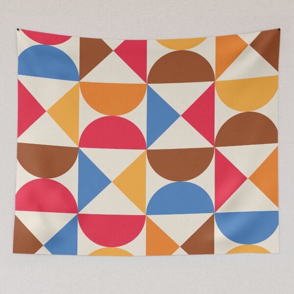 Item preview, Mid Century Colorful Half Circles and Triangles Pattern designed and sold by Yasminepatterns .