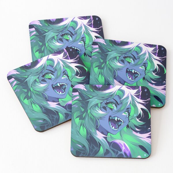 Item preview, Bright Excited Purple and Green Furry Anime Girl designed and sold by bubblegoth.
