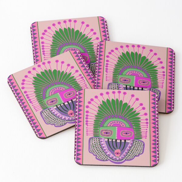 Item preview, Shaman Tribal Mask - Pink Green Violet designed and sold by Esprit-Mystique.
