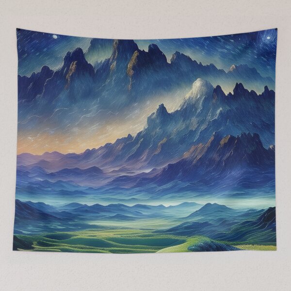 Item preview, Starry mountain nights  designed and sold by CloudyIdeas3288.