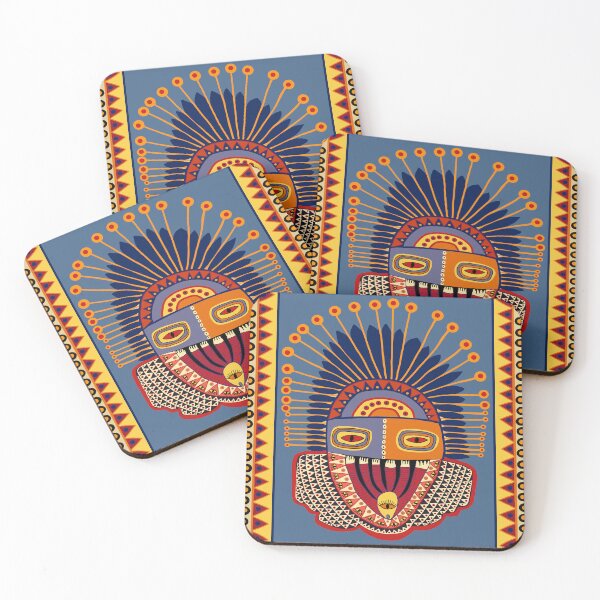 Item preview, Shaman VooDou Tribal Mask - Yellow Red Blue designed and sold by Esprit-Mystique.