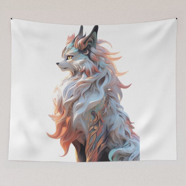 Item preview, Lady werecat furry hybrid anthropomorphic fox creature manga anime whimsical  designed and sold by Baba  Yaga's Cards.