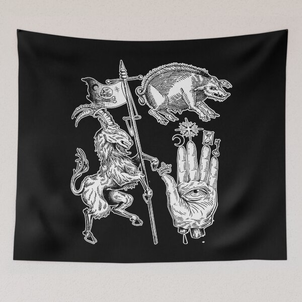 Item preview, Occult Satanic 666 Metalhead Gothic Witchy Baphomet Halloween Drawings Traditional American Tattooing Style  designed and sold by Reign Of Darkness.