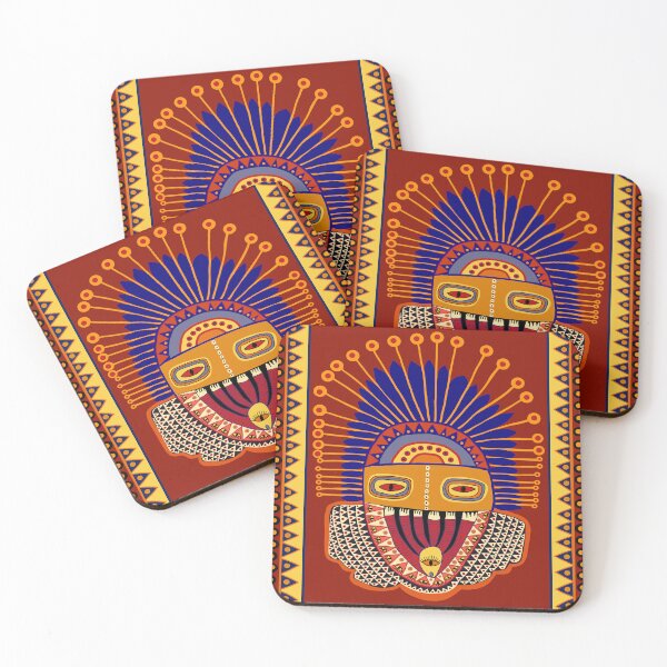 Item preview, VooDou Shaman Tribal Mask - Red Orange Blue designed and sold by Esprit-Mystique.