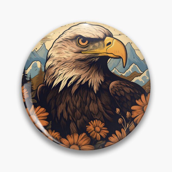 Item preview, Eagle with mountains and flowers  designed and sold by Inktown.
