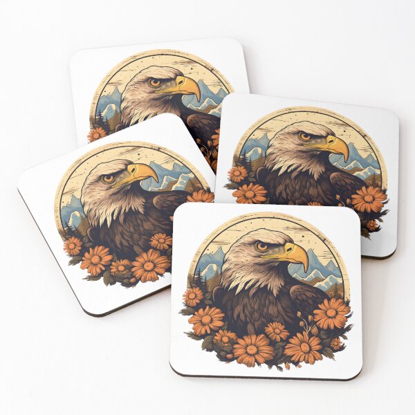 Item preview, Eagle with mountains and flowers  designed and sold by Inktown.