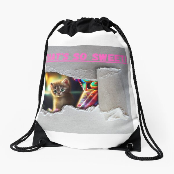 Little cute kitty punches a card Drawstring Bag