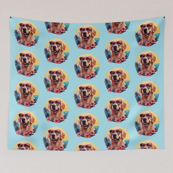 Item preview, Tropical Vacation Golden Retriever designed and sold by ZombieLH.