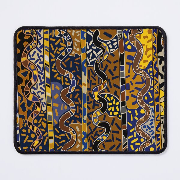 Item preview, Shaman Serpent Spirits Dancing - Black Navy Rust Orange Yellow designed and sold by Esprit-Mystique.