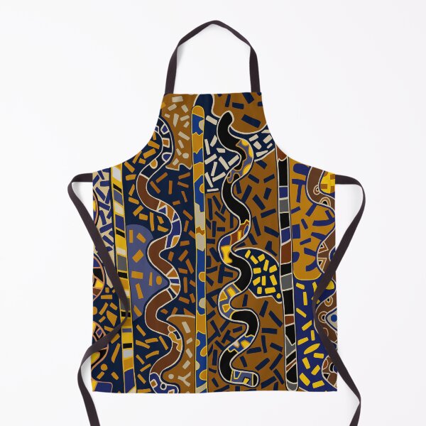 Item preview, Shaman Serpent Spirits Dancing - Black Navy Rust Orange Yellow designed and sold by Esprit-Mystique.