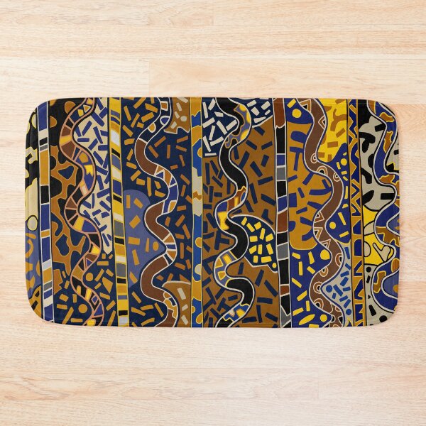 Item preview, Shaman Serpent Spirits Dancing - Black Navy Rust Orange Yellow designed and sold by Esprit-Mystique.