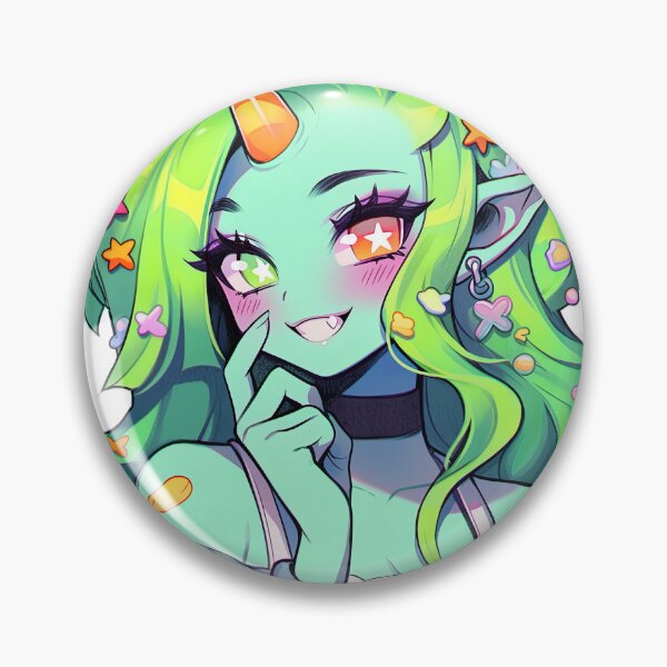 Artikelvorschau, Entzückendes grünes Heterochromia-Einhorn-Dämon-Anime-Mädchen entworfen und verkauft von bubblegoth.