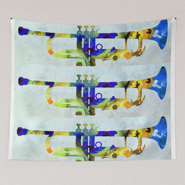 Item preview, Trumpet Life Colorful Music Band Instrument Art designed and sold by Sharon Cummings Art.