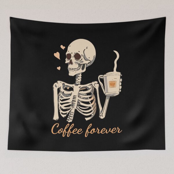 Item preview, Coffee Forever. A skeleton drinking coffee. designed and sold by twisted-dot.