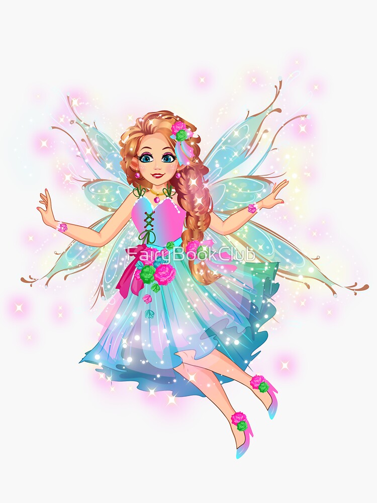 Thumbnail 3 of 3, Sticker, Felicia The Magical Fairy Book Club Fairy In Passionate Pink designed and sold by FairyBookClub.