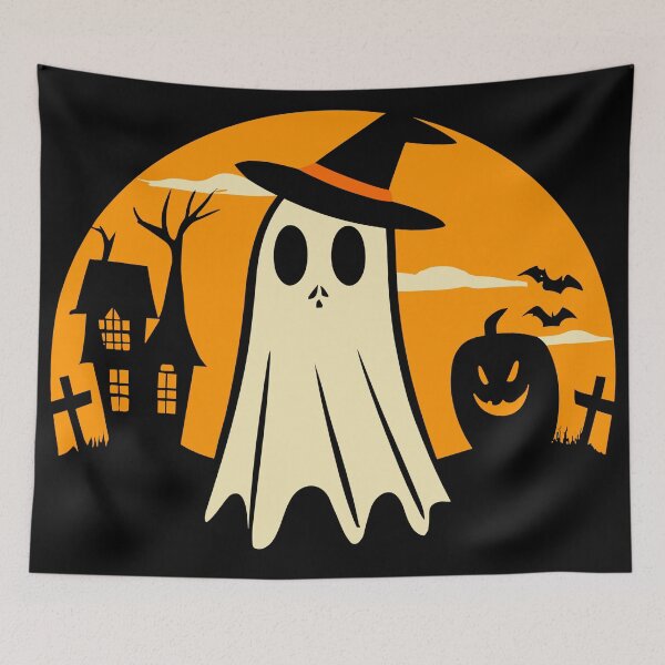 Item preview, Ghost on a graveyard at night during Halloween designed and sold by SteadyRolling.