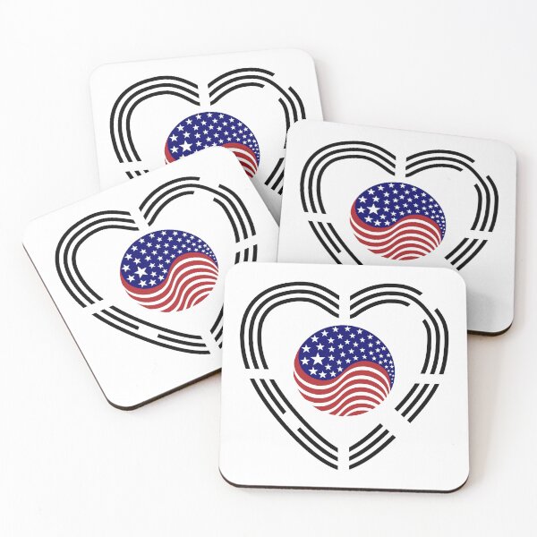 Item preview, Korean American Multinational Patriot Flag Series (Heart) designed and sold by Carbon-Fibre Media.