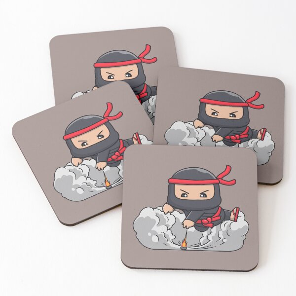 Item preview, Stealthy Ninja Vanishes with Smoke Bomb - Cartoon Vector Illustration designed and sold by hjian8219.