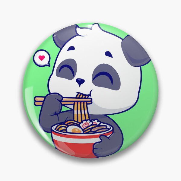 Item preview, Adorable Panda Enjoying Ramen Noodles - Cartoon Vector Illustration designed and sold by hjian8219.