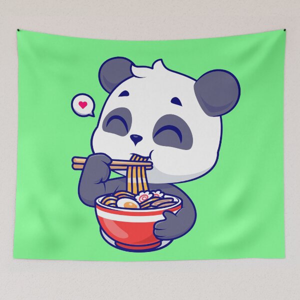 Item preview, Adorable Panda Enjoying Ramen Noodles - Cartoon Vector Illustration designed and sold by hjian8219.