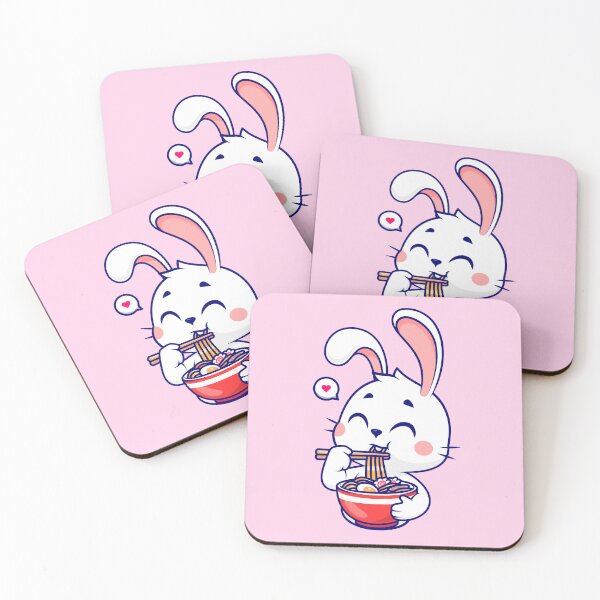 Item preview, Adorable Rabbit Savoring Ramen Noodles - Cartoon Vector Illustration designed and sold by hjian8219.