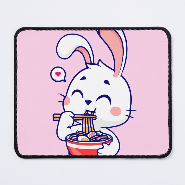 Item preview, Adorable Rabbit Savoring Ramen Noodles - Cartoon Vector Illustration designed and sold by hjian8219.