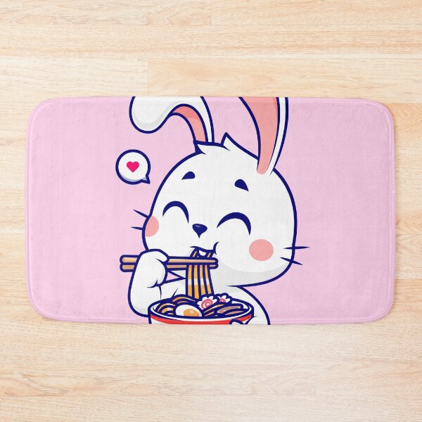 Item preview, Adorable Rabbit Savoring Ramen Noodles - Cartoon Vector Illustration designed and sold by hjian8219.