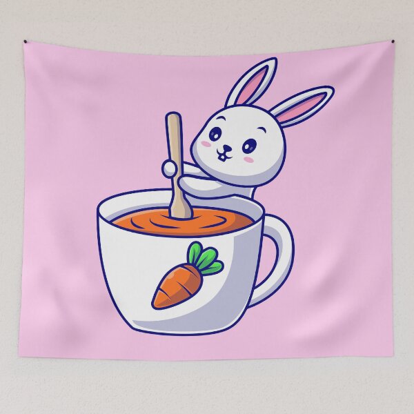 Item preview, Adorable Rabbit Mixing Carrot Juice - Cartoon Vector Icon Illustration designed and sold by hjian8219.