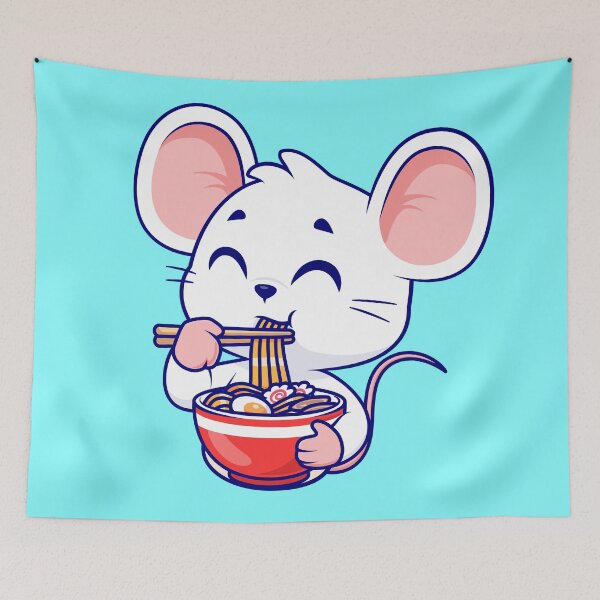 Item preview, Charming Mouse Enjoying Ramen Noodles - Cartoon Vector Icon Illustration designed and sold by hjian8219.