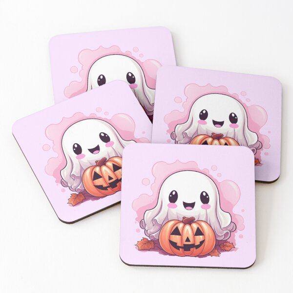 Item preview, Cute Pink Ghost with Pumpkin  designed and sold by ArtFromBeyond.