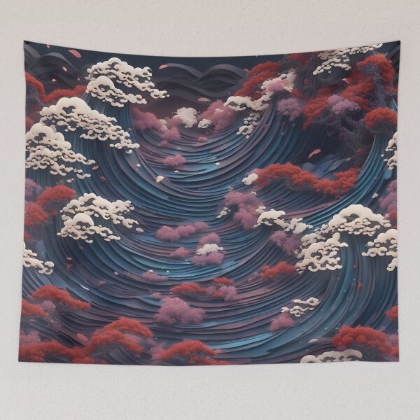 Item preview, 3d Japanese waves Patter, designed and sold by SeamCraft.
