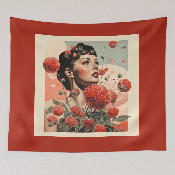 Item preview, Sweet raspberries & retro girl  designed and sold by Coloreddots.