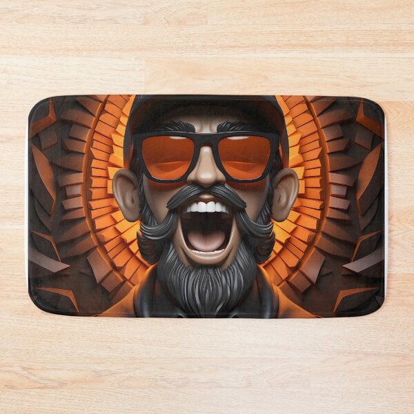 Item preview, 3D rendering of a man with a beard and sunglasses screaming designed and sold by soulofalion.
