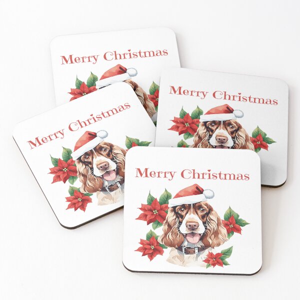 Item preview, Merry Christmas English Cocker Spaniel, Flowers, Holiday, Seasonal, Dog Lovers designed and sold by BirdsnStuff.