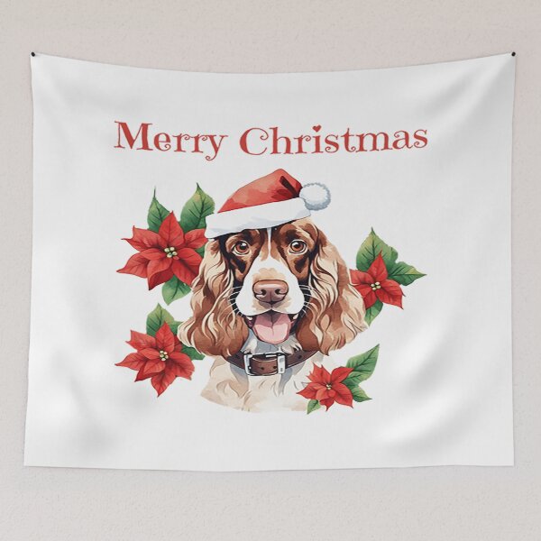 Item preview, Merry Christmas English Cocker Spaniel, Flowers, Holiday, Seasonal, Dog Lovers designed and sold by BirdsnStuff.