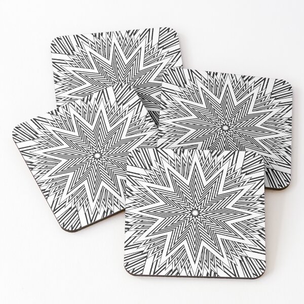 12 point Black and White Stars Coasters (Set of 4)