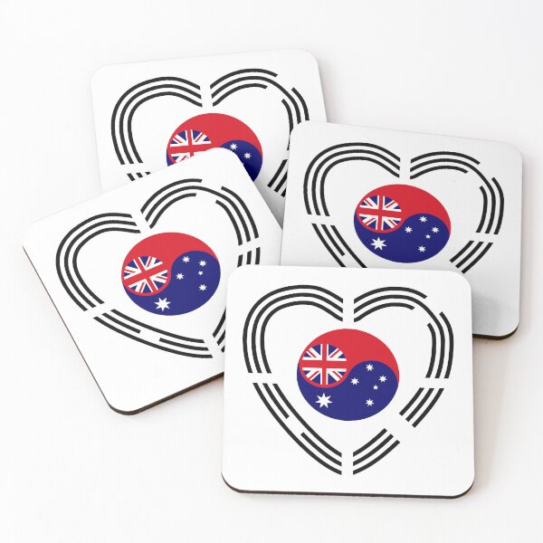 Item preview, Korean Australian Multinational Patriot Flag Series (Heart) designed and sold by Carbon-Fibre Media.