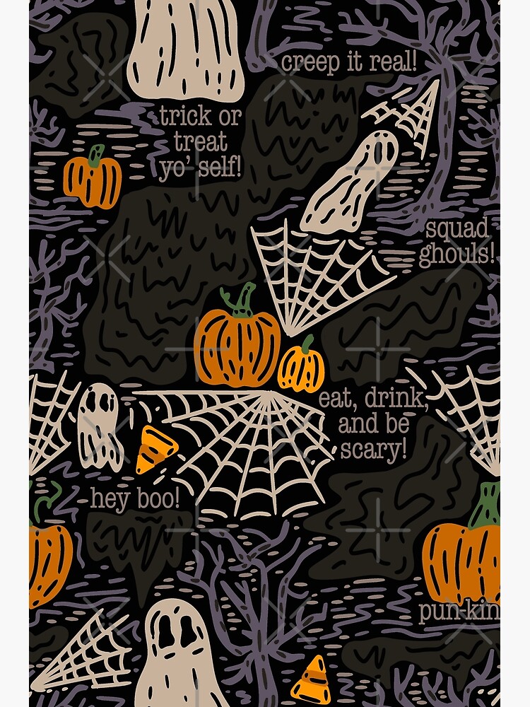 Pattern Pumpkin Spider Vintage Halloween Gothic Orange And Black