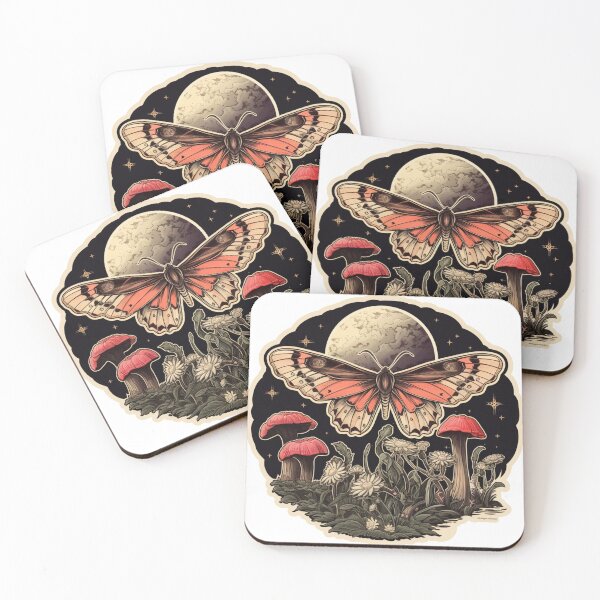 Item preview, Moongazing Gothic Moth Mushrooms designed and sold by minteeartstudio.